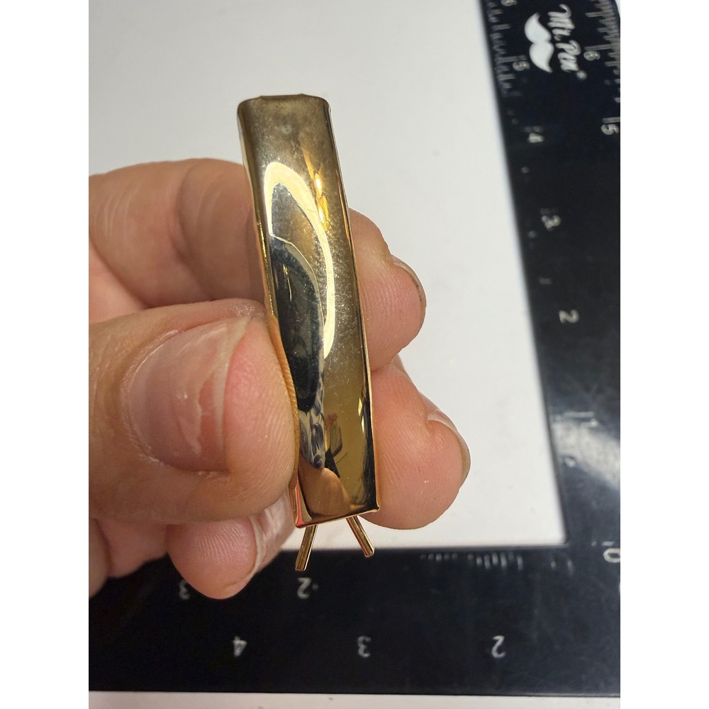 Gold Tone Bar Hair Clip Minimalist Polished Rectangular Barrette Alligator Clip